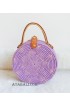 coloring rattan circle leather handbags purple color